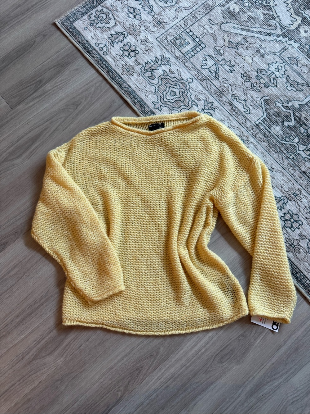ASOS Yellow Open-Knit Crew Neck Sweater
